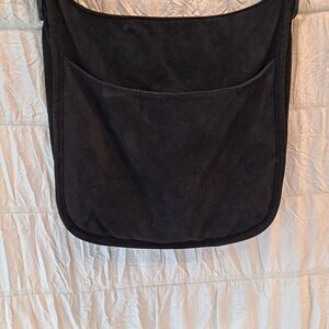 ah-Dorned Black Vegan Suede Microfiber Messenger Crossbody Bag